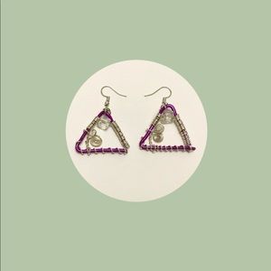 Fuchsia and Silver Wire Earings